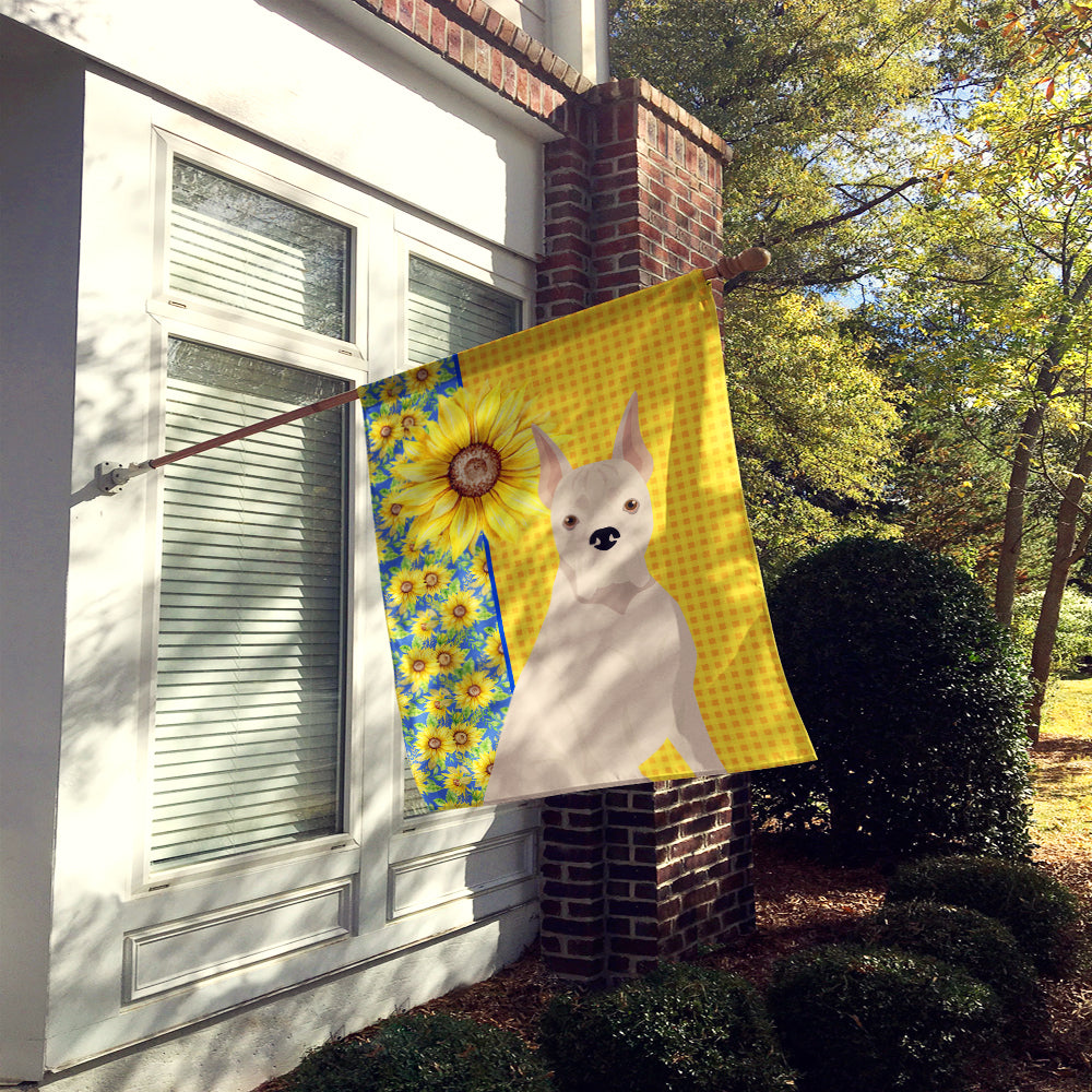 Summer Sunflowers White Boxer House Flag 28x40 Porch Sleeve Pole Decorative Outside Yard Banner Artwork Wall Hanging, Polyester