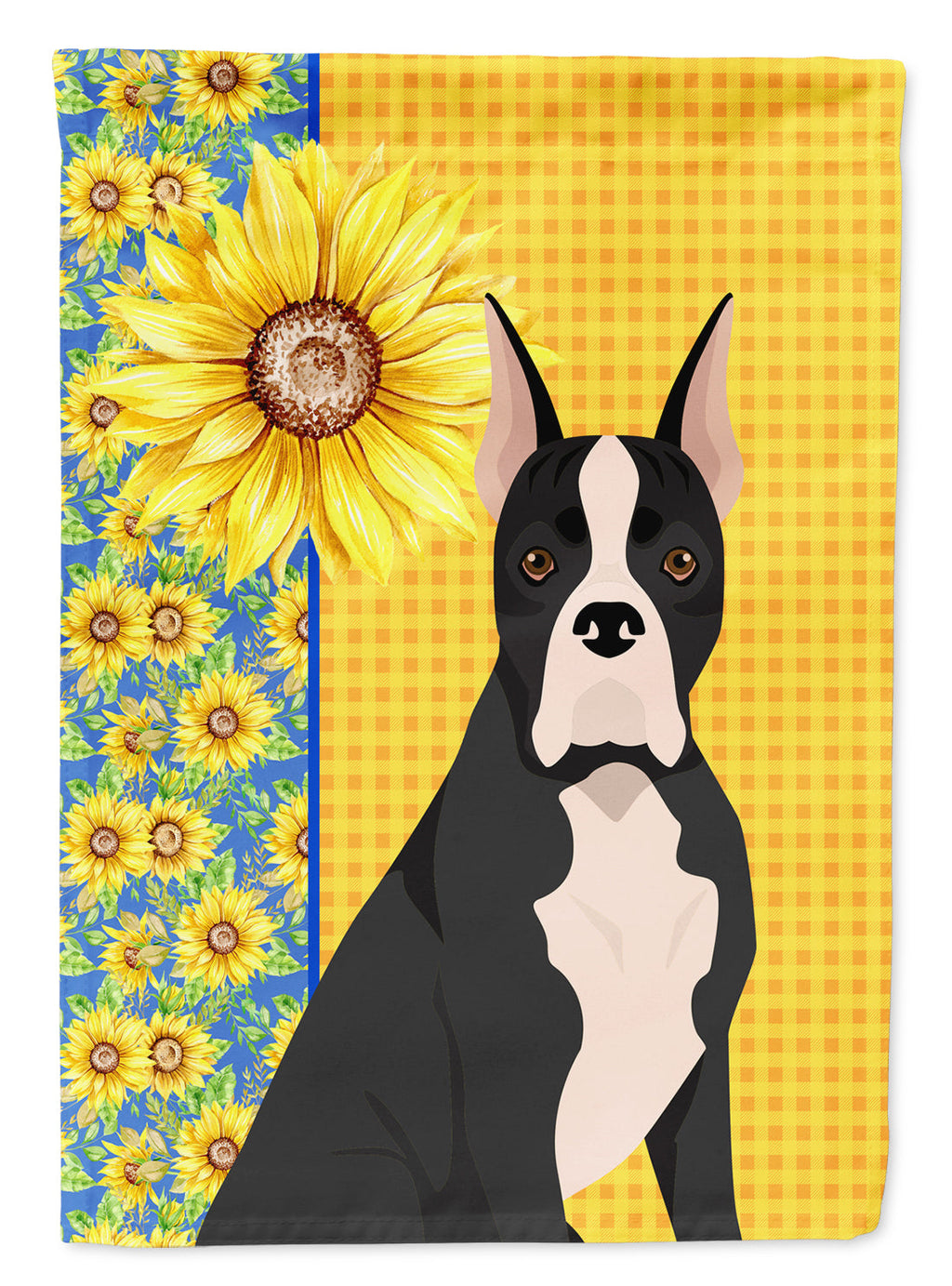 Summer Sunflowers Black Boxer House Flag 28x40 Porch Sleeve Pole Decorative Outside Yard Banner Artwork Wall Hanging, Polyester