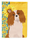 Summer Sunflowers Blenheim Cavalier Spaniel House Flag 28x40 Porch Sleeve Pole Decorative Outside Yard Banner Artwork Wall Hanging, Polyester