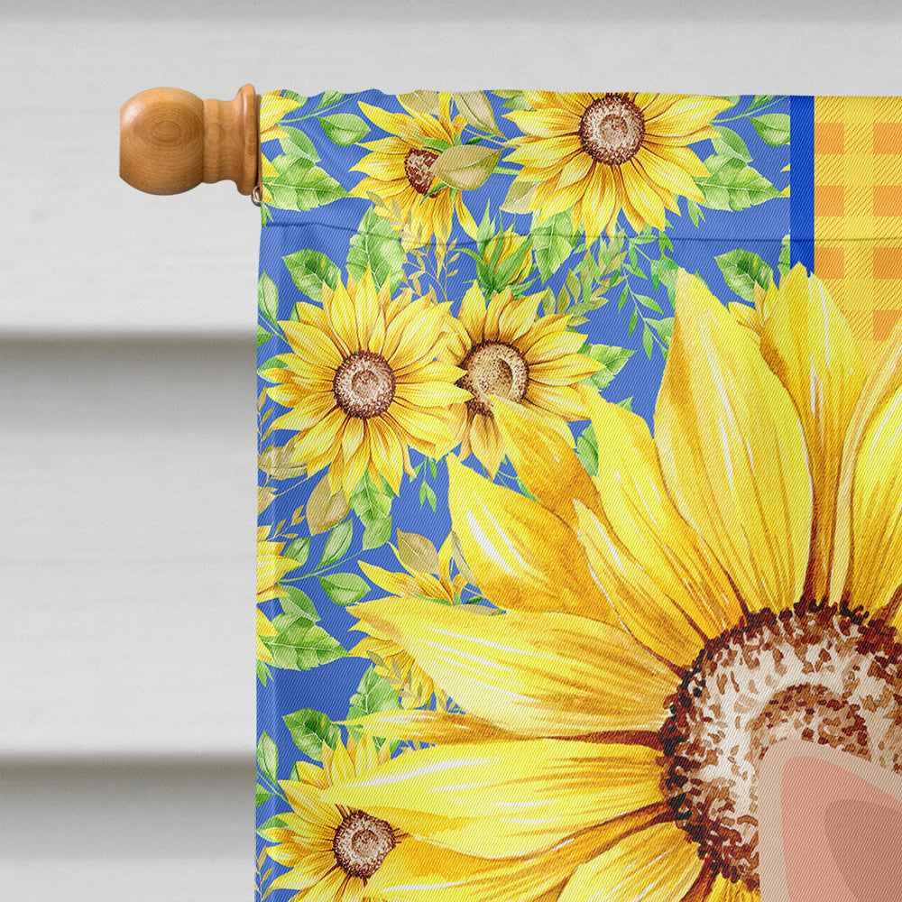 Summer Sunflowers Fawn Chihuahua House Flag 28x40 Porch Sleeve Pole Decorative Outside Yard Banner Artwork Wall Hanging, Polyester