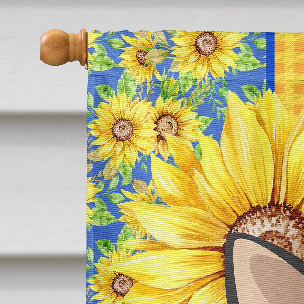 Summer Sunflowers Black and Cream Chihuahua House Flag 28x40 Porch Sleeve Pole Decorative Outside Yard Banner Artwork Wall Hanging, Polyester