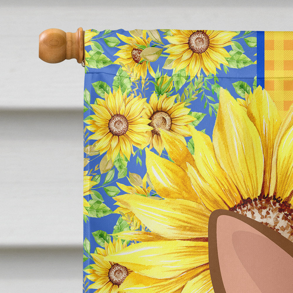 Summer Sunflowers Red and White Chihuahua House Flag 28x40 Porch Sleeve Pole Decorative Outside Yard Banner Artwork Wall Hanging, Polyester