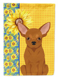 Summer Sunflowers Red Chihuahua House Flag 28x40 Porch Sleeve Pole Decorative Outside Yard Banner Artwork Wall Hanging, Polyester