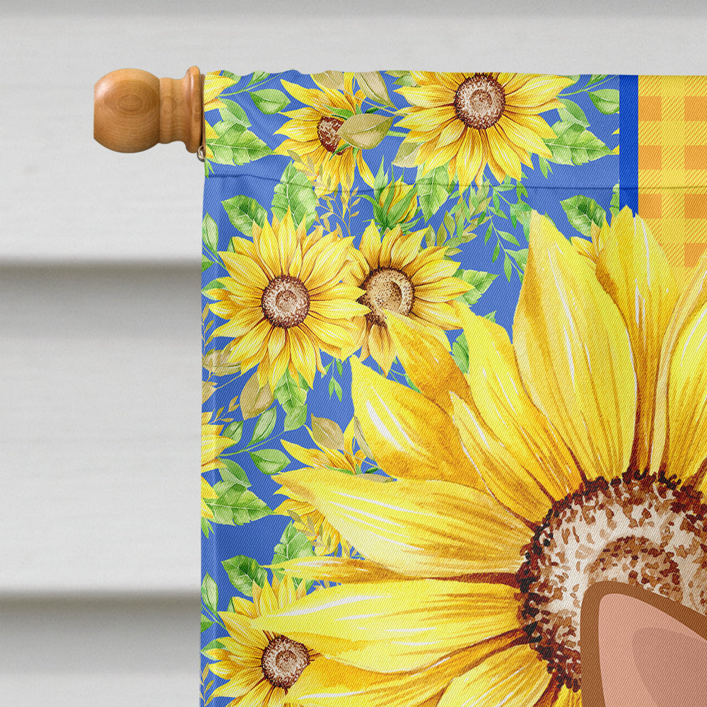 Summer Sunflowers Red Chihuahua House Flag 28x40 Porch Sleeve Pole Decorative Outside Yard Banner Artwork Wall Hanging, Polyester