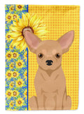 Summer Sunflowers Gold Chihuahua House Flag 28x40 Porch Sleeve Pole Decorative Outside Yard Banner Artwork Wall Hanging, Polyester