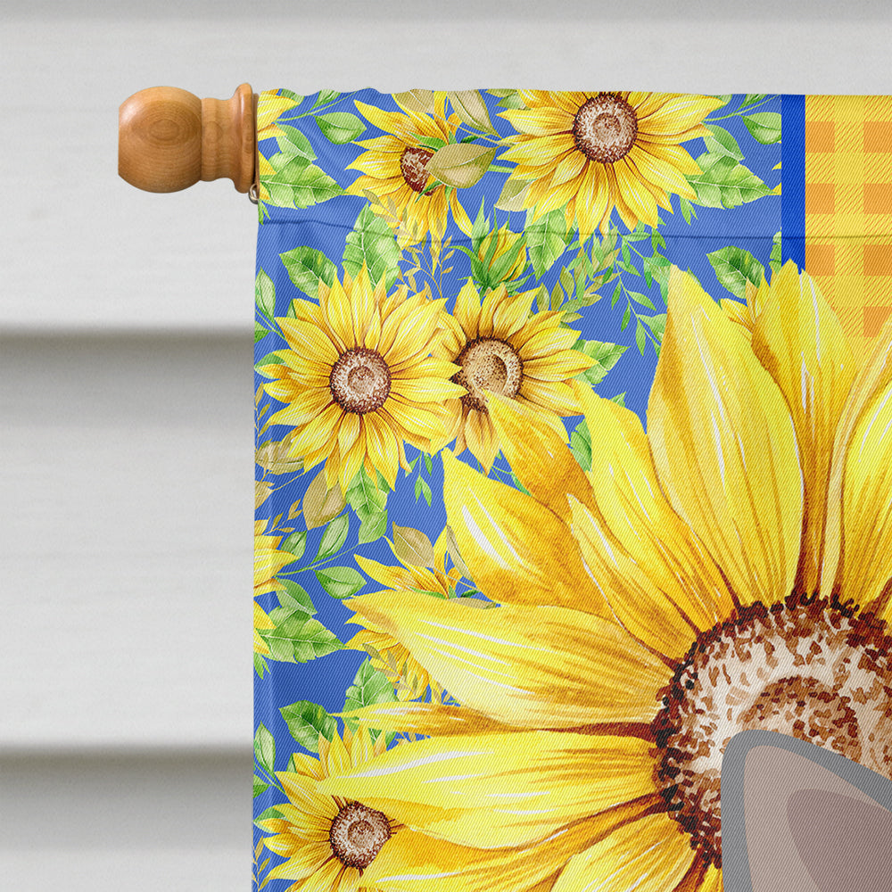 Summer Sunflowers Silver Chihuahua House Flag 28x40 Porch Sleeve Pole Decorative Outside Yard Banner Artwork Wall Hanging, Polyester
