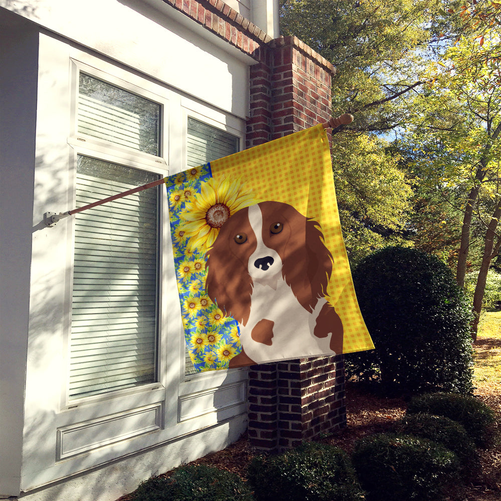 Summer Sunflowers Longhair Red Pedbald Dachshund House Flag 28x40 Porch Sleeve Pole Decorative Outside Yard Banner Artwork Wall Hanging, Polyester