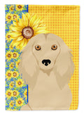 Summer Sunflowers Longhair Cream Dachshund House Flag 28x40 Porch Sleeve Pole Decorative Outside Yard Banner Artwork Wall Hanging, Polyester
