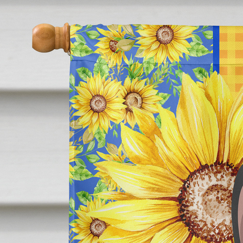 Summer Sunflowers Black French Bulldog House Flag 28x40 Porch Sleeve Pole Decorative Outside Yard Banner Artwork Wall Hanging, Polyester