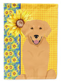 Summer Sunflowers Gold Golden Retriever House Flag 28x40 Porch Sleeve Pole Decorative Outside Yard Banner Artwork Wall Hanging, Polyester