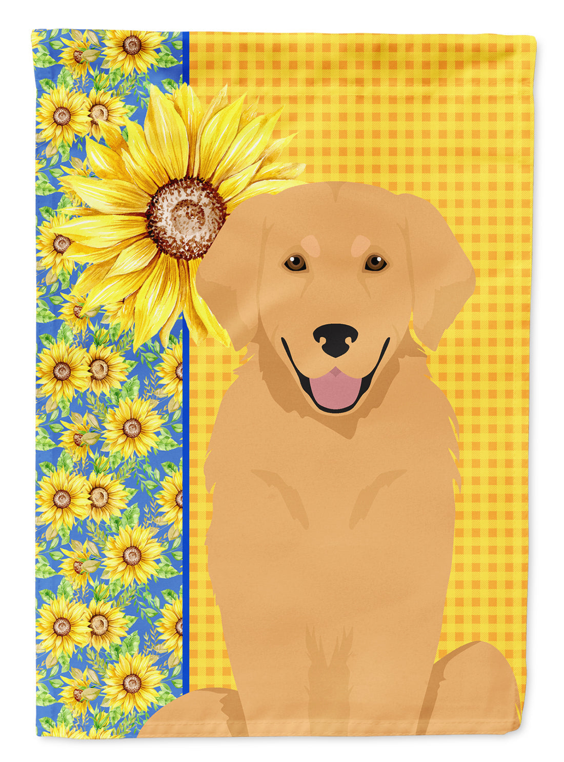 Summer Sunflowers Gold Golden Retriever House Flag 28x40 Porch Sleeve Pole Decorative Outside Yard Banner Artwork Wall Hanging, Polyester