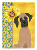 Summer Sunflowers Fawn Great Dane House Flag 28x40 Porch Sleeve Pole Decorative Outside Yard Banner Artwork Wall Hanging, Polyester