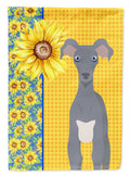 Summer Sunflowers Gray Italian Greyhound House Flag 28x40 Porch Sleeve Pole Decorative Outside Yard Banner Artwork Wall Hanging, Polyester