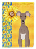 Summer Sunflowers Fawn Italian Greyhound House Flag 28x40 Porch Sleeve Pole Decorative Outside Yard Banner Artwork Wall Hanging, Polyester