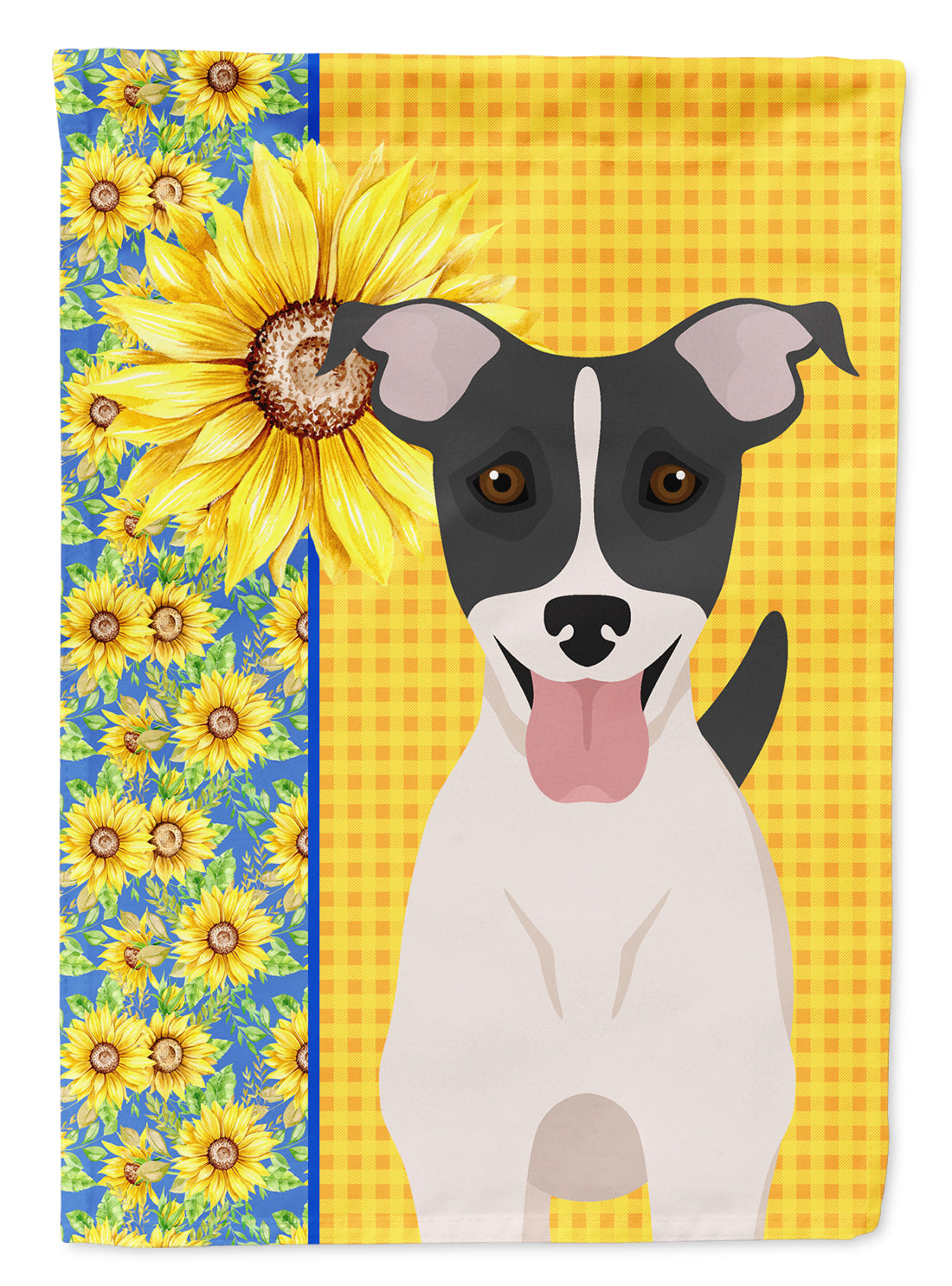 Summer Sunflowers Black White Smooth Jack Russell Terrier House Flag 28x40 Porch Sleeve Pole Decorative Outside Yard Banner Artwork Wall Hanging, Polyester