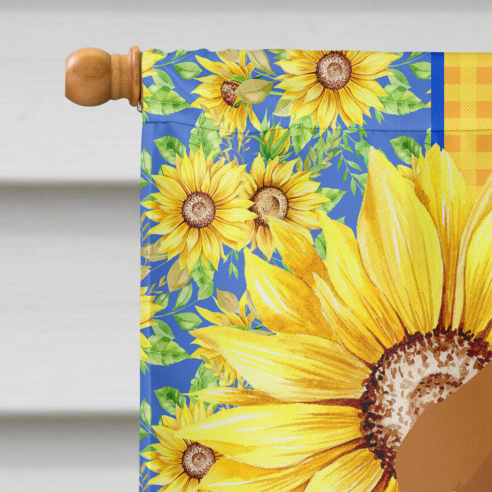 Summer Sunflowers Brown White Wirehair Jack Russell Terrier House Flag 28x40 Porch Sleeve Pole Decorative Outside Yard Banner Artwork Wall Hanging, Polyester