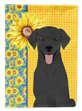 Summer Sunflowers Black Labrador Retriever House Flag 28x40 Porch Sleeve Pole Decorative Outside Yard Banner Artwork Wall Hanging, Polyester
