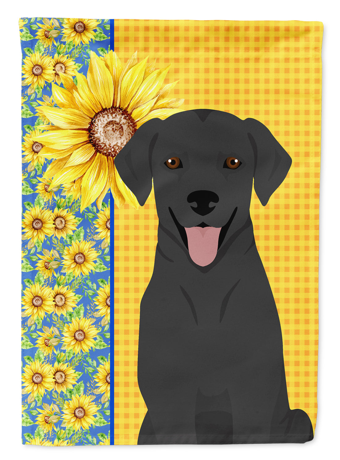Summer Sunflowers Black Labrador Retriever House Flag 28x40 Porch Sleeve Pole Decorative Outside Yard Banner Artwork Wall Hanging, Polyester