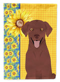 Summer Sunflowers Chocolate Labrador Retriever House Flag 28x40 Porch Sleeve Pole Decorative Outside Yard Banner Artwork Wall Hanging, Polyester