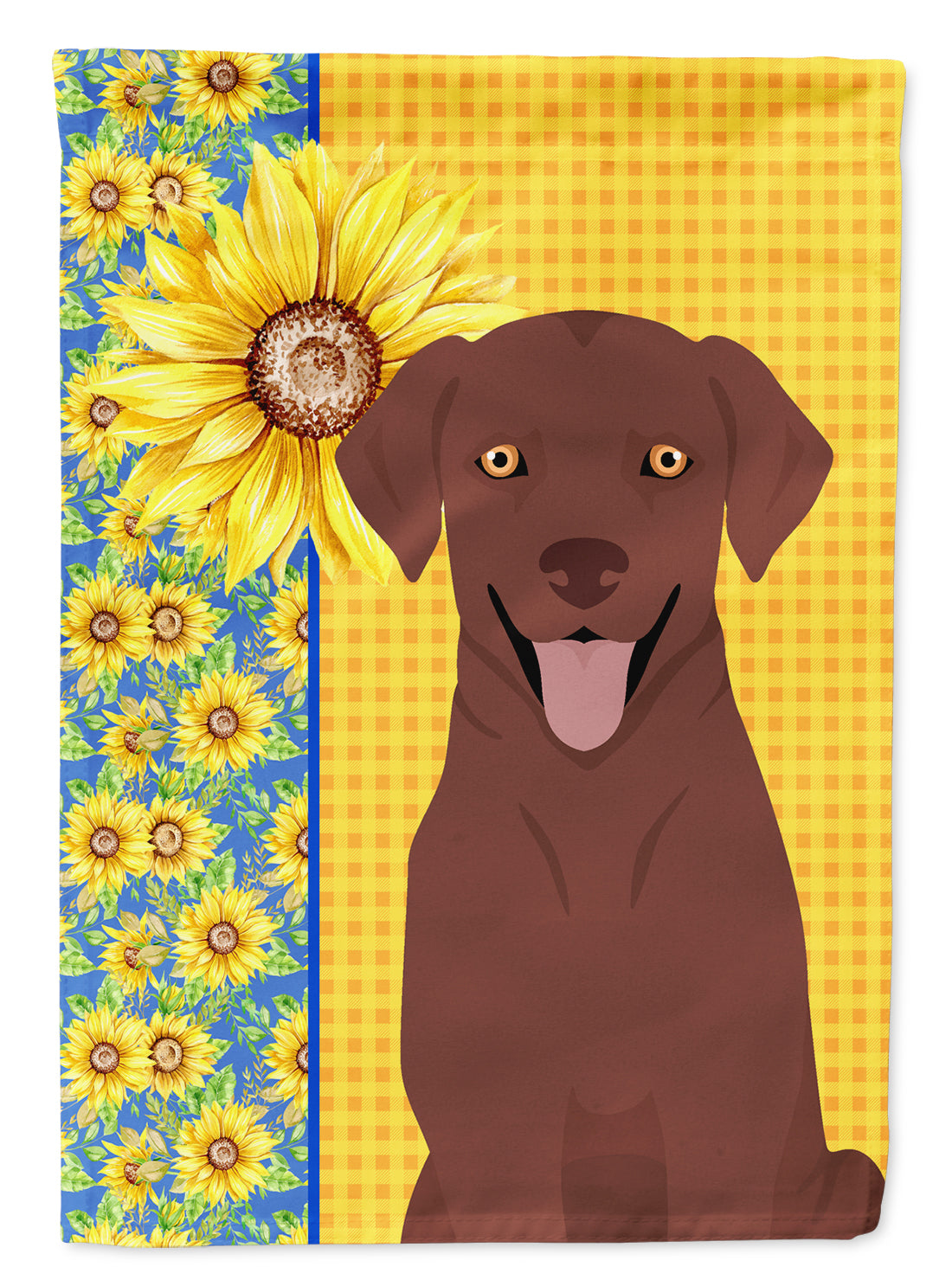 Summer Sunflowers Chocolate Labrador Retriever House Flag 28x40 Porch Sleeve Pole Decorative Outside Yard Banner Artwork Wall Hanging, Polyester