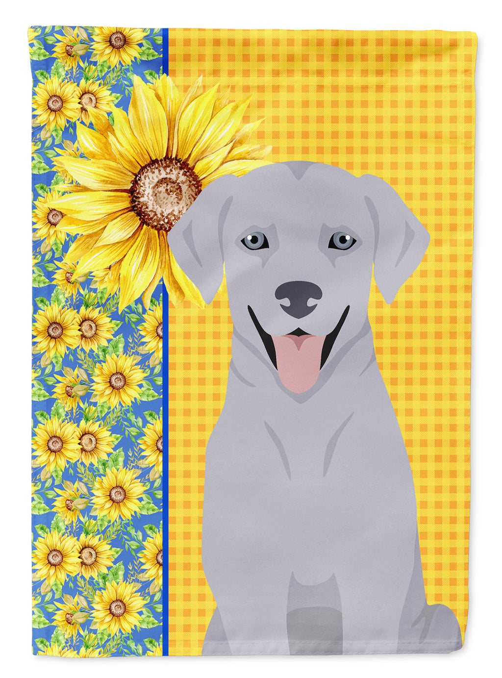 Summer Sunflowers Silver Labrador Retriever House Flag 28x40 Porch Sleeve Pole Decorative Outside Yard Banner Artwork Wall Hanging, Polyester