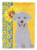 Summer Sunflowers Silver Labrador Retriever House Flag 28x40 Porch Sleeve Pole Decorative Outside Yard Banner Artwork Wall Hanging, Polyester