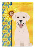 Summer Sunflowers White Cream Labrador Retriever House Flag 28x40 Porch Sleeve Pole Decorative Outside Yard Banner Artwork Wall Hanging, Polyester