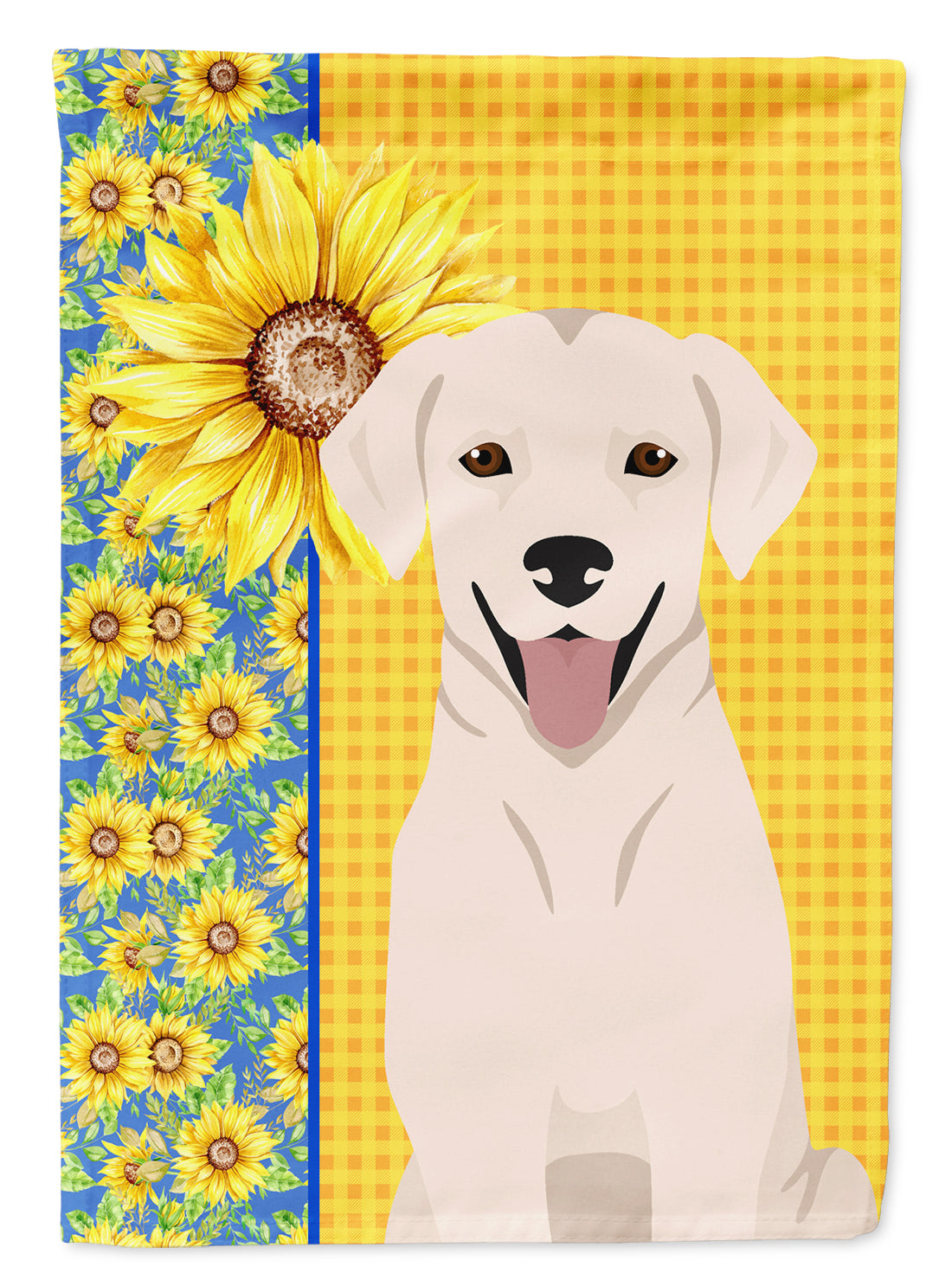 Summer Sunflowers White Cream Labrador Retriever House Flag 28x40 Porch Sleeve Pole Decorative Outside Yard Banner Artwork Wall Hanging, Polyester