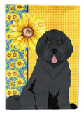 Summer Sunflowers Black Newfoundland House Flag 28x40 Porch Sleeve Pole Decorative Outside Yard Banner Artwork Wall Hanging, Polyester