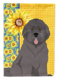 Summer Sunflowers Grey Newfoundland House Flag 28x40 Porch Sleeve Pole Decorative Outside Yard Banner Artwork Wall Hanging, Polyester