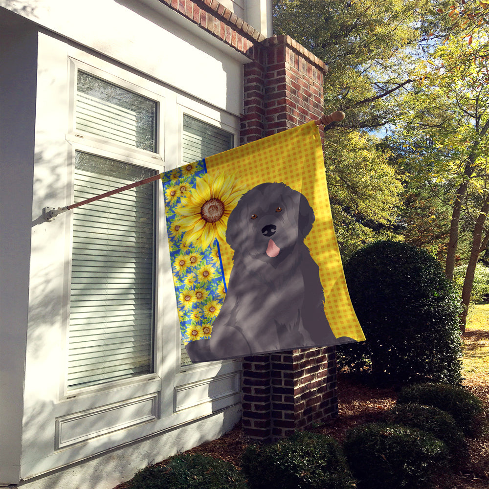 Summer Sunflowers Grey Newfoundland House Flag 28x40 Porch Sleeve Pole Decorative Outside Yard Banner Artwork Wall Hanging, Polyester