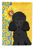 Summer Sunflowers Toy Black Poodle House Flag 28x40 Porch Sleeve Pole Decorative Outside Yard Banner Artwork Wall Hanging, Polyester