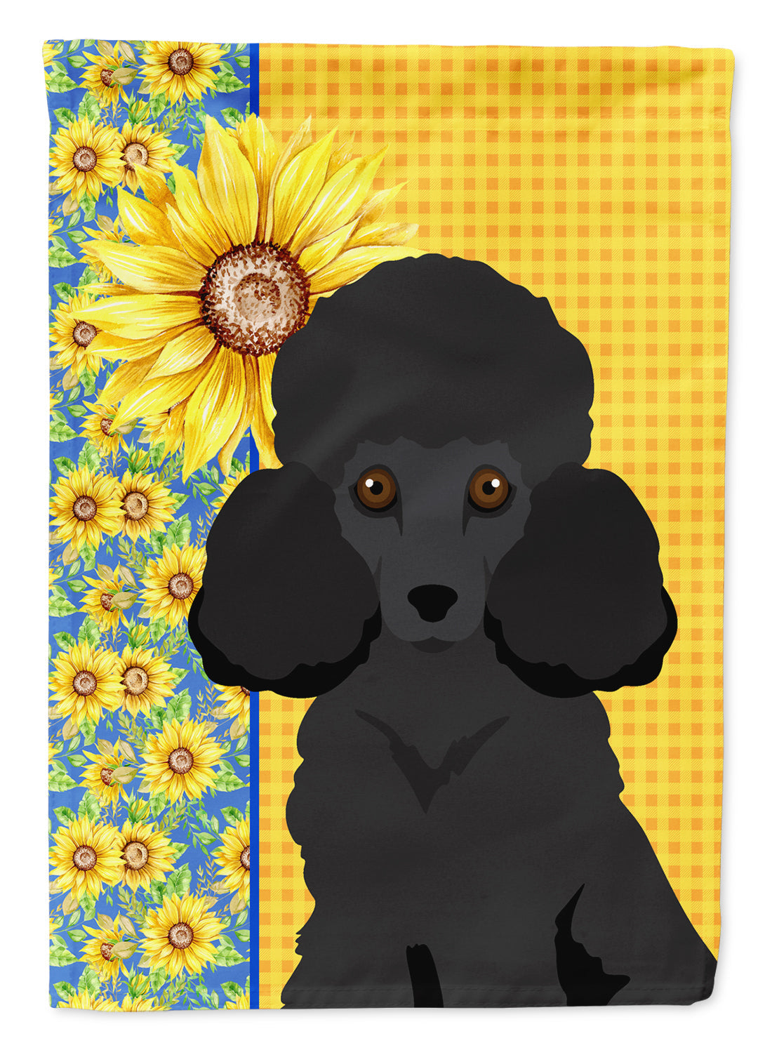 Summer Sunflowers Toy Black Poodle House Flag 28x40 Porch Sleeve Pole Decorative Outside Yard Banner Artwork Wall Hanging, Polyester