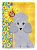 Summer Sunflowers Toy Silver Poodle House Flag 28x40 Porch Sleeve Pole Decorative Outside Yard Banner Artwork Wall Hanging, Polyester