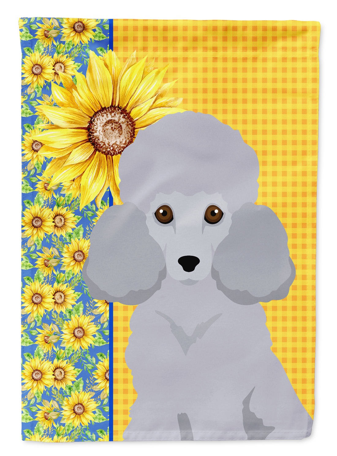 Summer Sunflowers Toy Silver Poodle House Flag 28x40 Porch Sleeve Pole Decorative Outside Yard Banner Artwork Wall Hanging, Polyester