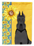 Summer Sunflowers Black Schnauzer House Flag 28x40 Porch Sleeve Pole Decorative Outside Yard Banner Artwork Wall Hanging, Polyester
