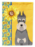 Summer Sunflowers Salt Pepper Schnauzer House Flag 28x40 Porch Sleeve Pole Decorative Outside Yard Banner Artwork Wall Hanging, Polyester