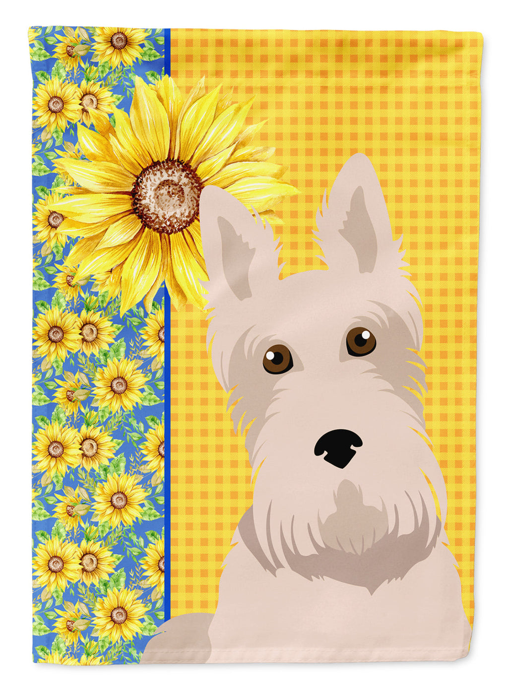 Summer Sunflowers Wheaten Scottish Terrier House Flag 28x40 Porch Sleeve Pole Decorative Outside Yard Banner Artwork Wall Hanging, Polyester