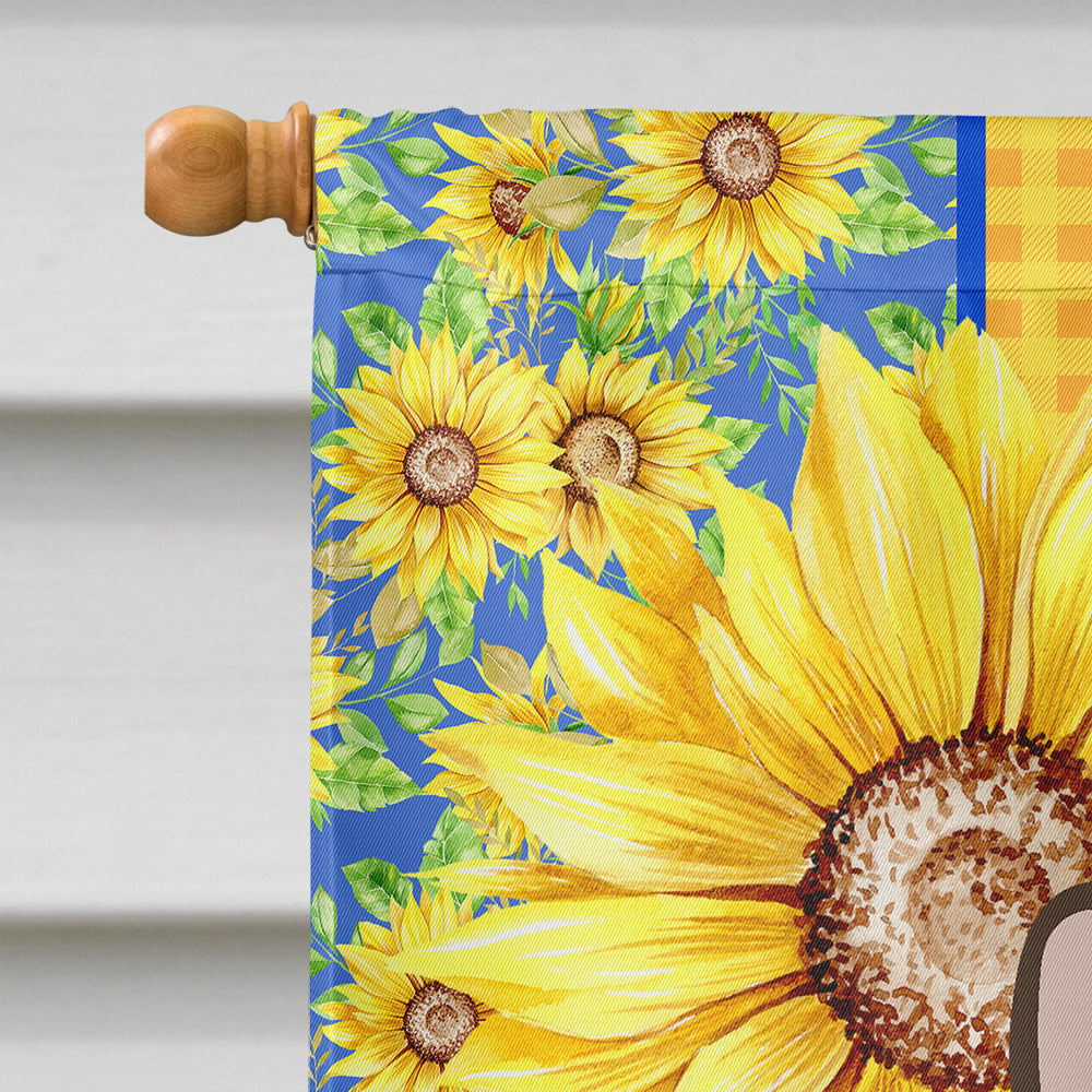 Summer Sunflowers Brindle Cardigan Corgi House Flag 28x40 Porch Sleeve Pole Decorative Outside Yard Banner Artwork Wall Hanging, Polyester