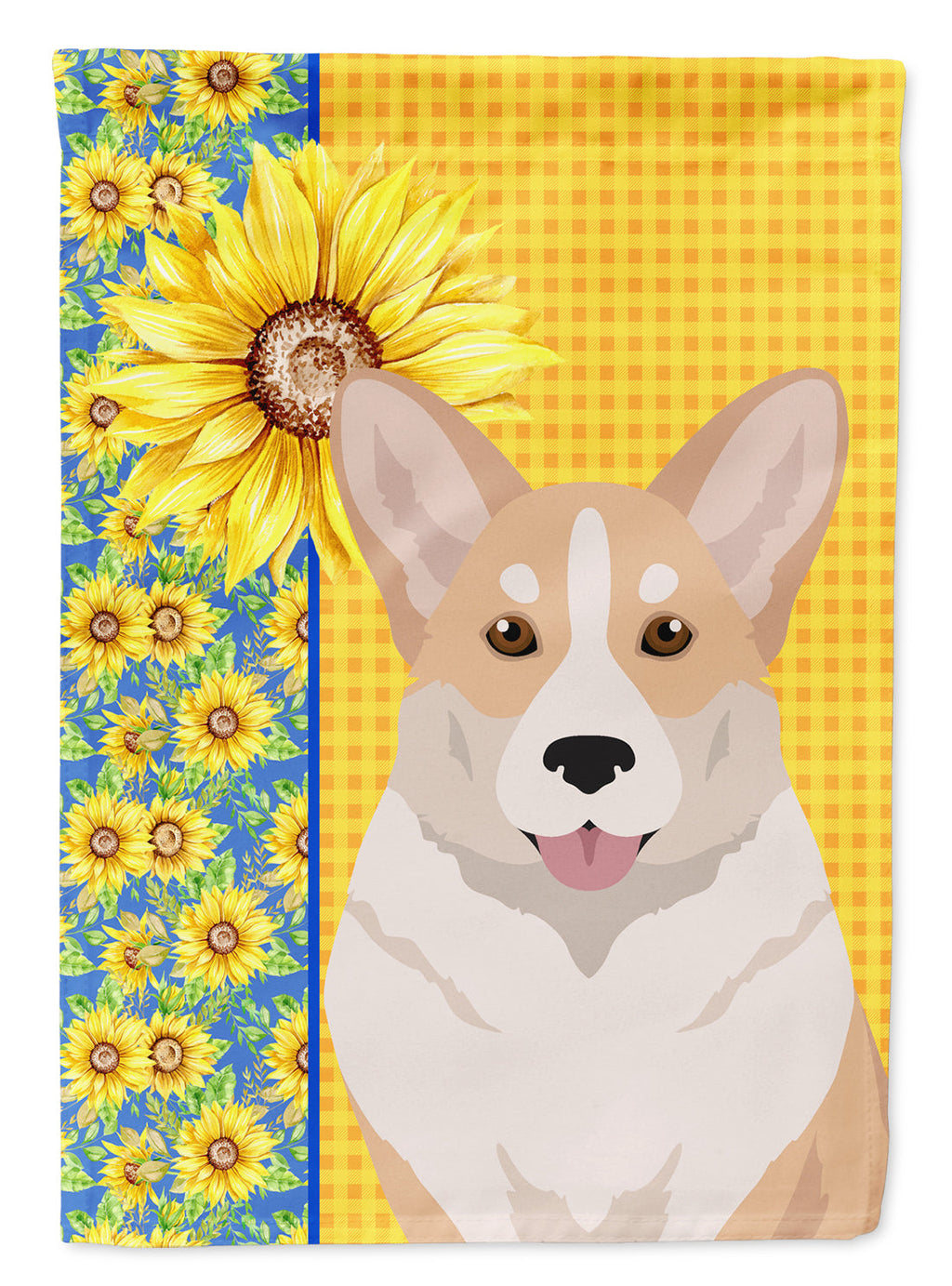 Summer Sunflowers Fawn Cardigan Corgi House Flag 28x40 Porch Sleeve Pole Decorative Outside Yard Banner Artwork Wall Hanging, Polyester