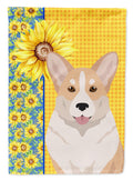 Summer Sunflowers Fawn Cardigan Corgi House Flag 28x40 Porch Sleeve Pole Decorative Outside Yard Banner Artwork Wall Hanging, Polyester