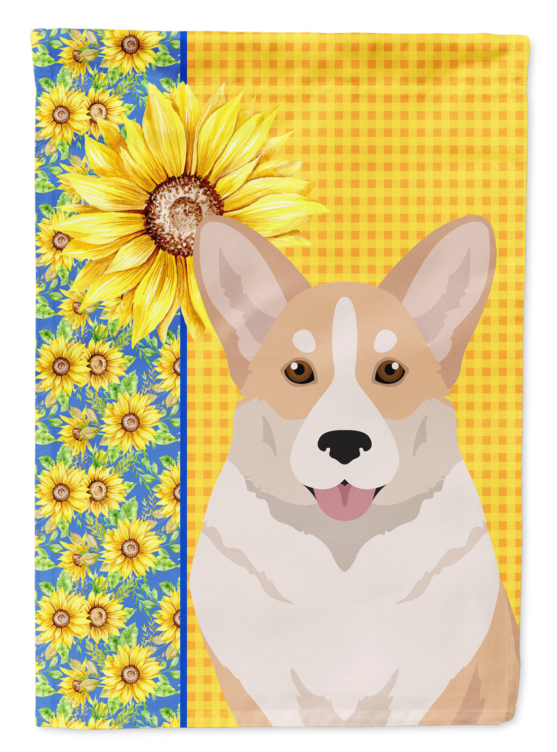 Summer Sunflowers Fawn Cardigan Corgi House Flag 28x40 Porch Sleeve Pole Decorative Outside Yard Banner Artwork Wall Hanging, Polyester
