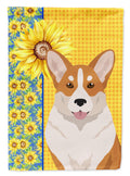 Summer Sunflowers Red Cardigan Corgi House Flag 28x40 Porch Sleeve Pole Decorative Outside Yard Banner Artwork Wall Hanging, Polyester