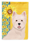 Summer Sunflowers Westie West Highland White Terrier House Flag 28x40 Porch Sleeve Pole Decorative Outside Yard Banner Artwork Wall Hanging, Polyester