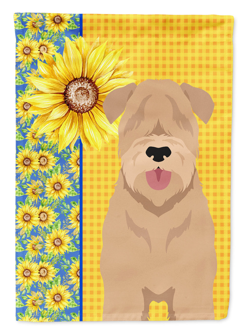 Summer Sunflowers Red Wheaten Terrier House Flag 28x40 Porch Sleeve Pole Decorative Outside Yard Banner Artwork Wall Hanging, Polyester