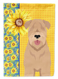Summer Sunflowers Red Wheaten Terrier House Flag 28x40 Porch Sleeve Pole Decorative Outside Yard Banner Artwork Wall Hanging, Polyester