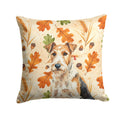 Wire Fox Terrier Heirloom Fall Decorative Throw Pillow 18x18 Indoor Outdoor Accent Cushion, Fabric Cover with Insert for Sofa, Bed, Porch & Living Room