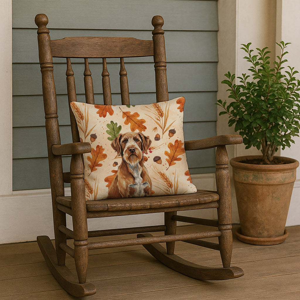 Wirehaired Pointing Griffon Heirloom Fall Decorative Throw Pillow 18x18 Indoor Outdoor Accent Cushion, Fabric Cover with Insert for Sofa, Bed, Porch & Living Room