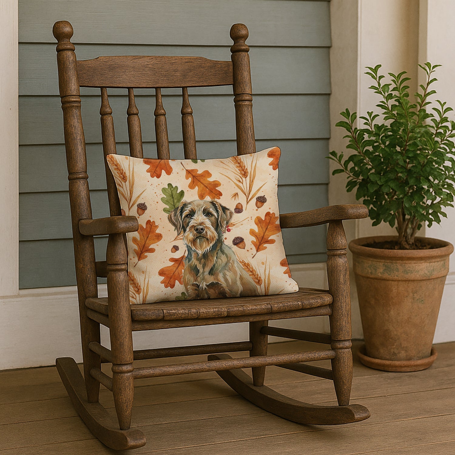 Chestnut Wirehaired Pointing Griffon Heirloom Fall Decorative Throw Pillow 18x18 Indoor Outdoor Accent Cushion, Fabric Cover with Insert for Sofa, Bed, Porch & Living Room