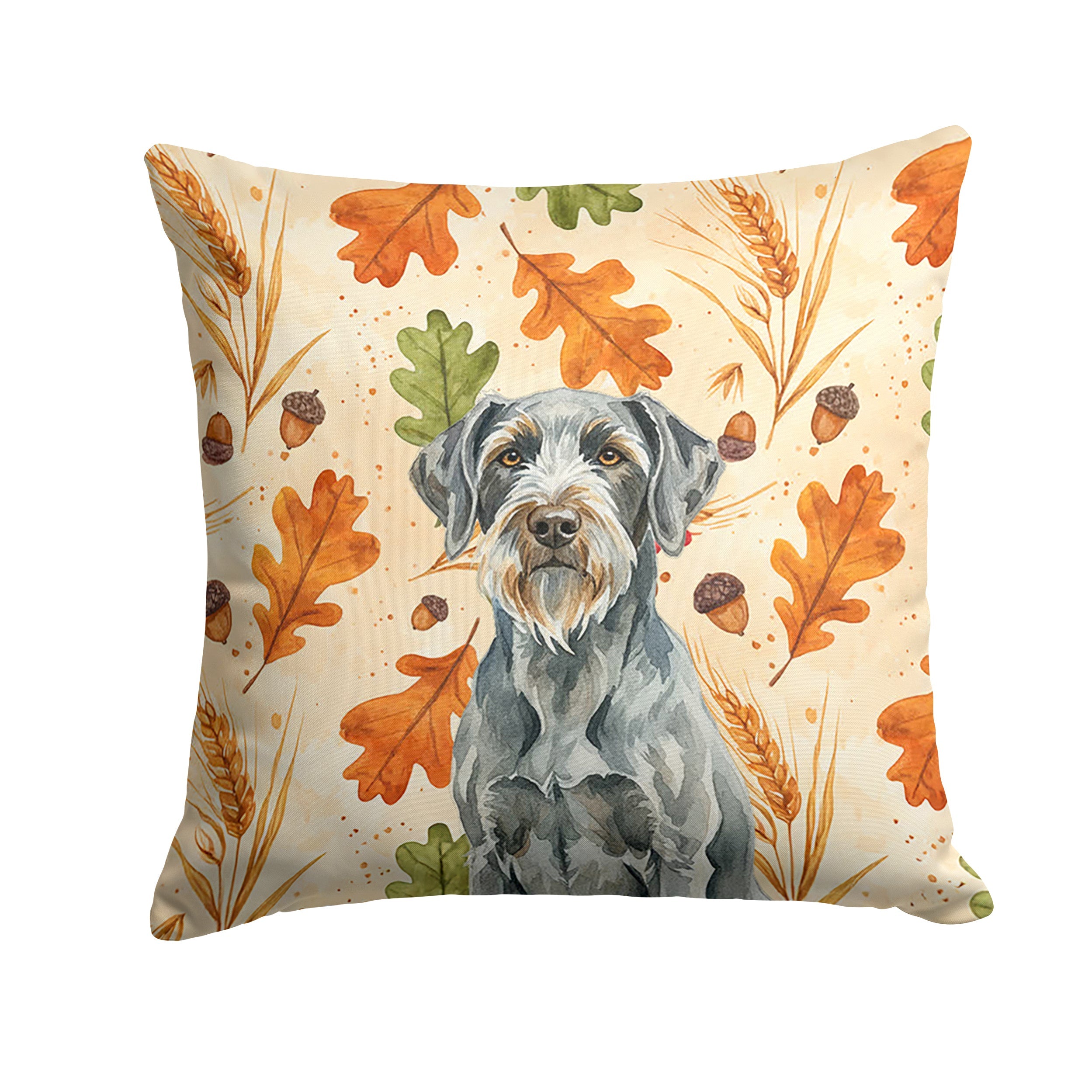 Steel Gray Wirehaired Pointing Griffon Heirloom Fall Decorative Throw Pillow 14x14 Indoor Outdoor Accent Cushion, Fabric Cover with Insert for Sofa, Bed, Porch & Living Room